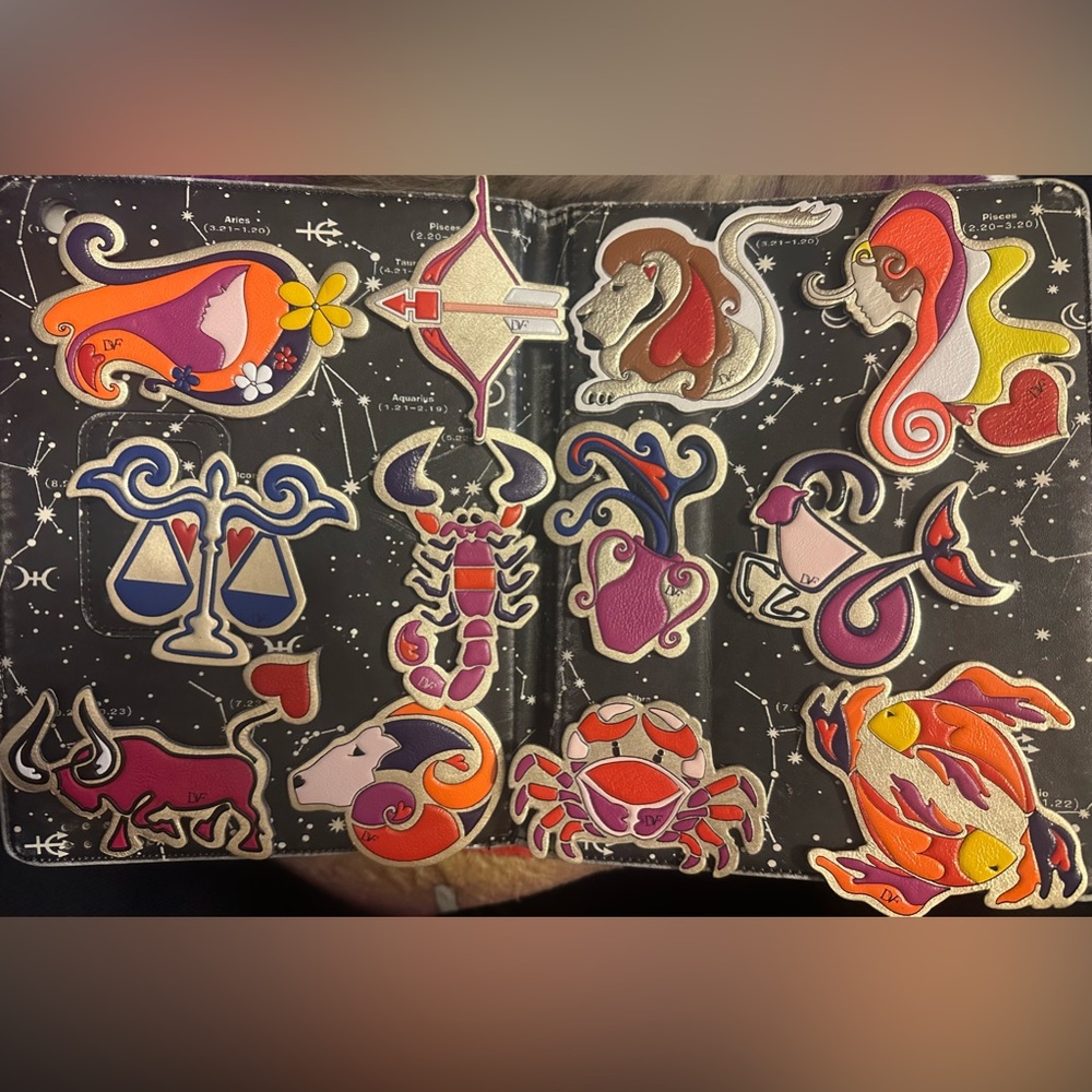 Authentic DVF Zodiac Leather appliqué Sticker! Will bundle $8 each